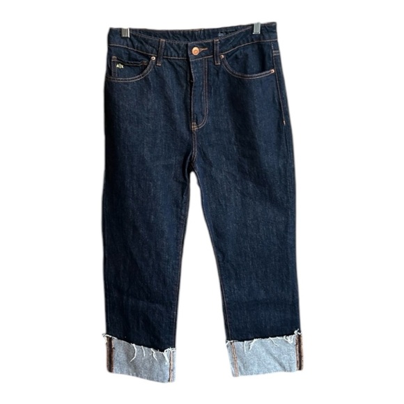 Armani Exchange Denim - Armani Exchange Hi Waist Cuff Straight Ankle Dark Wash Jeans Women size 27